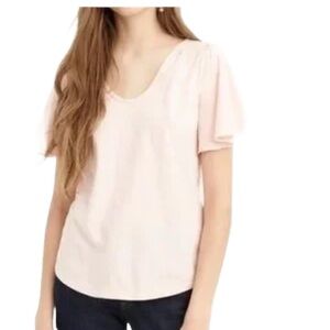 J Crew Peach V-Neck Flutter Sleeve Top Size S